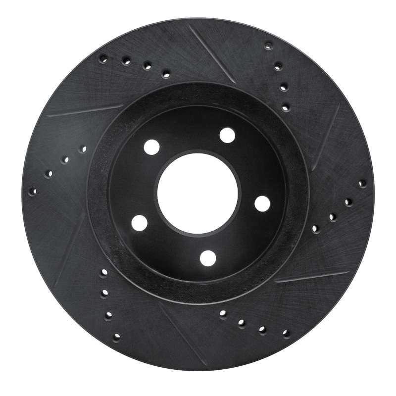 Chevrolet Equinox Brake Rotor (1) - Front Left - R1 Concepts - Drilled & Slotted - Black - `02-`07